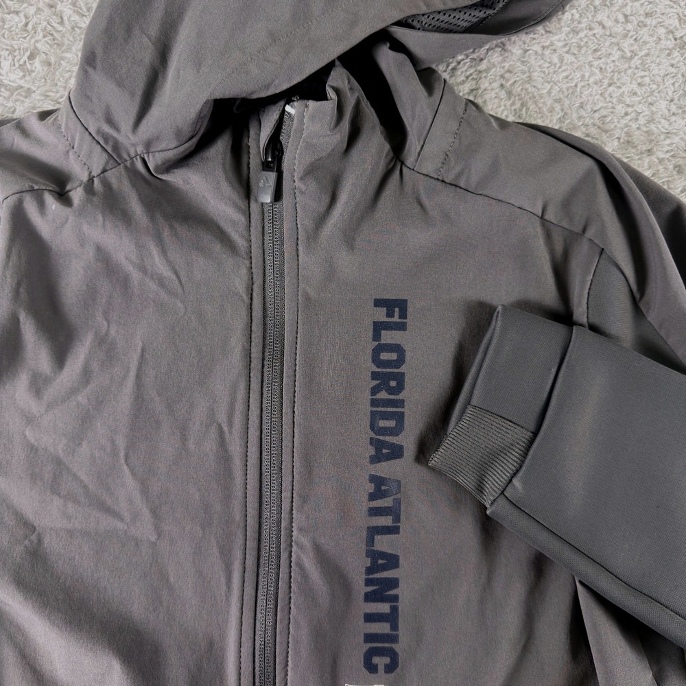 Adidas Florida Atlantic FAU Owls Full Zip Hooded Jacket Gray Women Small